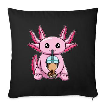 Kawaii Bubble Tea Axolotl - Sofakissenbezug 45 x 45 cm - Schwarz - Vorne