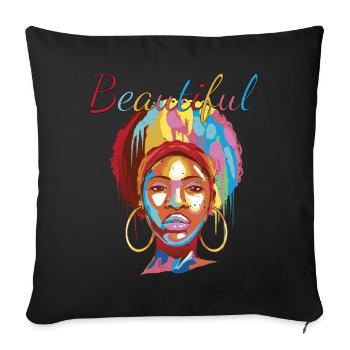 Schöne schwarze Frau afro bunte Selbstliebe - Sofakissenbezug 45 x 45 cm - Schwarz - Vorne