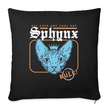 Sphynx Cat Cat Owner Cat Owner Gift - Sofa pillowcase 17,3'' x 17,3'' (45 x 45 cm) - black - Front