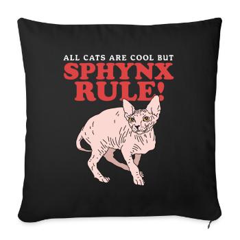 Sphynx Cats Cat Owner Gift - Sofa pillowcase 17,3'' x 17,3'' (45 x 45 cm) - black - Front
