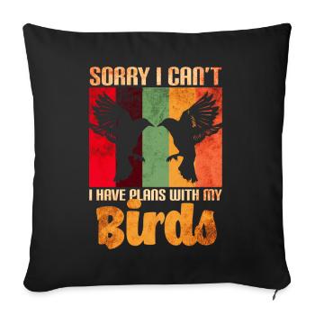 Bird Lovers Birds - Sofa pillowcase 17,3'' x 17,3'' (45 x 45 cm) - black - Front