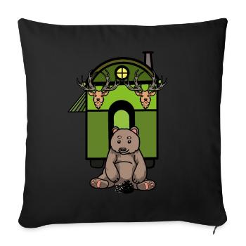 Remorque Forêt Animaux Faune Nature Sauvage Ours - Housse de coussin décorative 45 x 45 cm - noir - Devant