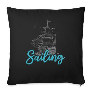 Marin maritime Capitaine Marin Nautique Marin - Housse de coussin décorative 45 x 45 cm - noir - Devant
