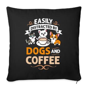 Cafetière Chien Machine Puppy Cup Grains - Housse de coussin décorative 45 x 45 cm - noir - Devant