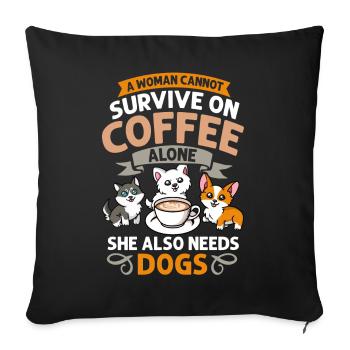 Cafetière Chien Machine Puppy Cup Grains - Housse de coussin décorative 45 x 45 cm - noir - Devant