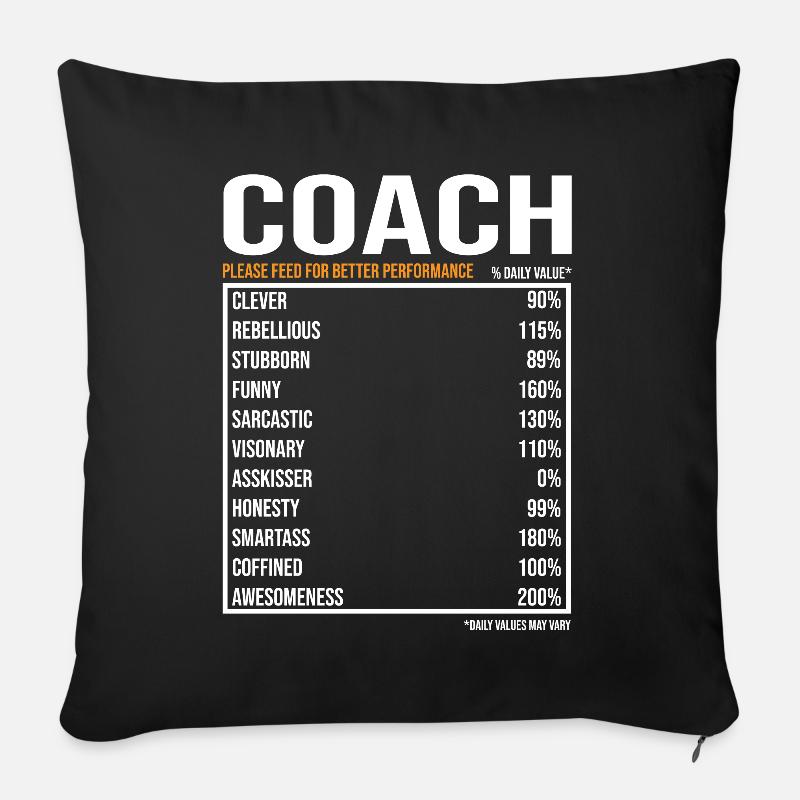 Coach Trainer tageswerte Lustiges Trainer - Sofakissenbezug 45 x 45 cm - Schwarz