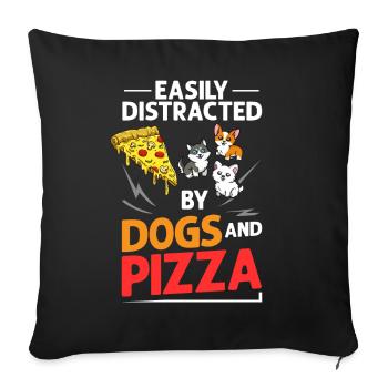 Pizza Dog Food Pizzeria Italian Puppies - Sofa pillowcase 17,3'' x 17,3'' (45 x 45 cm) - black - Front