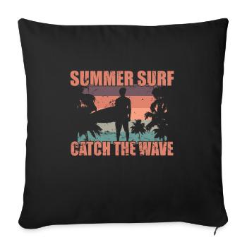 Surf d’été Catch the Wave Surf - Housse de coussin décorative 45 x 45 cm - noir - Devant