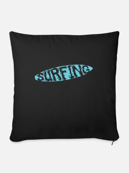 Surfing Surfbrett Wassersport Wellenreiten - Sofakissenbezug 45 x 45 cm - Schwarz