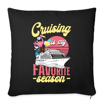 Cruise Ship Vacation Girl Cruising - Sofa pillowcase 17,3'' x 17,3'' (45 x 45 cm) - black - Front