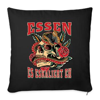 Essen Frau Geschenk es eskaliert eh Essen Frauen - Sofakissenbezug 45 x 45 cm - Schwarz - Vorne