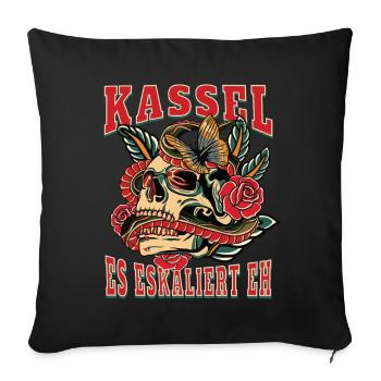 Kassel Frau Geschenk es eskaliert eh Kassel Frauen - Sofakissenbezug 45 x 45 cm - Schwarz - Vorne
