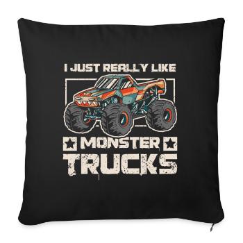 J’aime beaucoup les camions Monster - Housse de coussin décorative 45 x 45 cm - noir - Devant