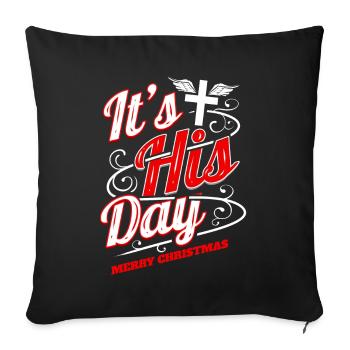 Christian It's His Day Cross Merry Christmas - Sofakissenbezug 45 x 45 cm - Schwarz - Vorne