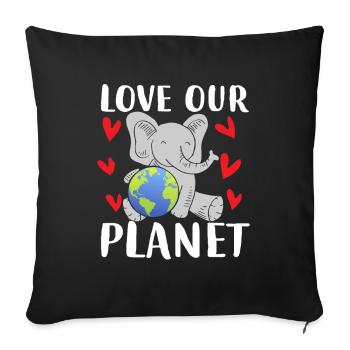 Love Our Planet Elephant Earth - Sofa pillowcase 17,3'' x 17,3'' (45 x 45 cm) - black - Front