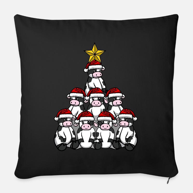 Kuh Rind Weihnachtsbaum - Sofakissenbezug 45 x 45 cm - Schwarz