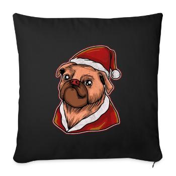 Weihnachten Ugly Christmas Geschenk Xmas Mops Pug - Sofakissenbezug 45 x 45 cm - Schwarz - Vorne