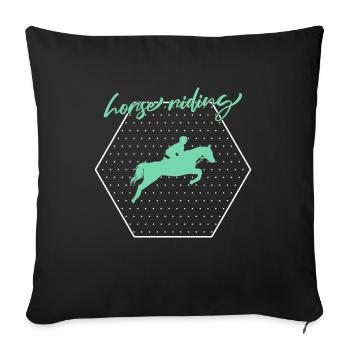 Horse riding - Sofa pillowcase 17,3'' x 17,3'' (45 x 45 cm) - black - Front