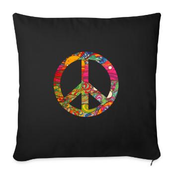 Hippie Peace Groovy Flowerpower Boho Woodstock - Sofa pillowcase 17,3'' x 17,3'' (45 x 45 cm) - black - Front