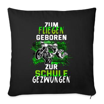 Motocross Tshirt Für Herren Damen Enduro Supermoto - Sofakissenbezug 45 x 45 cm - Schwarz - Vorne