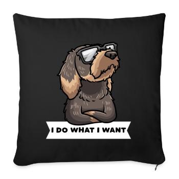 Teckel têtu aux cheveux rugueux - Housse de coussin décorative 45 x 45 cm - noir - Devant