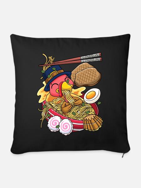 Kawaii Truthahn Thanksgiving Ramen - Sofakissenbezug 45 x 45 cm - Schwarz