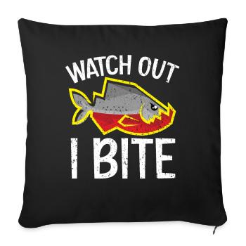 Caution I bite aquarist fish keeping fish P - Sofa pillowcase 17,3'' x 17,3'' (45 x 45 cm) - black - Front