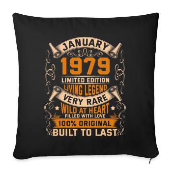 Birthday Legends 100% Original Janvier 1979 - Housse de coussin décorative 45 x 45 cm - noir - Devant