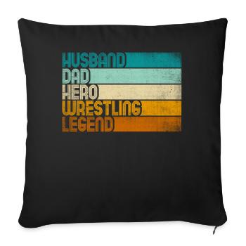 Retro Mari Papa Héros Légende de la Lutte - Housse de coussin décorative 45 x 45 cm - noir - Devant
