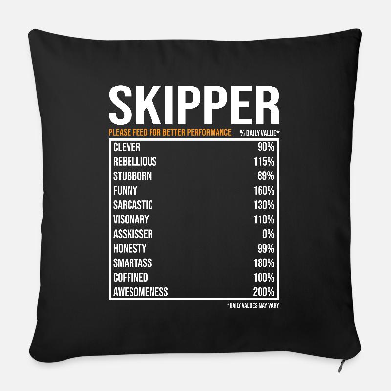 Skipper tageswerte Lustiger Skipper - Sofakissenbezug 45 x 45 cm - Schwarz