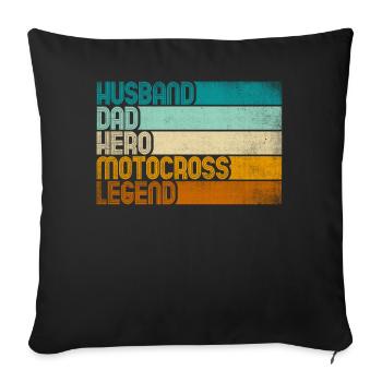 Retro Mari Papa Héros Motocross Légende - Housse de coussin décorative 45 x 45 cm - noir - Devant