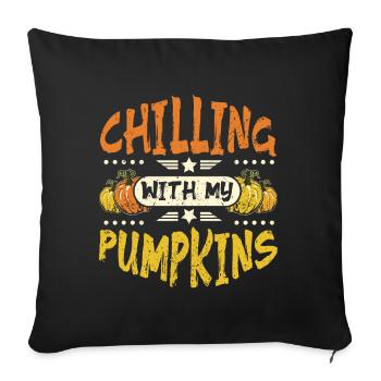 chilling with my pumpkins - Sofakissenbezug 45 x 45 cm - Schwarz - Vorne