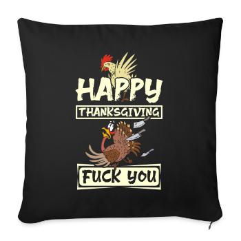 Chicken and turkey meme happy thanksgiving - Sofa pillowcase 17,3'' x 17,3'' (45 x 45 cm) - black - Front