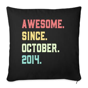 Génial depuis octobre 2014 - Housse de coussin décorative 45 x 45 cm - noir - Devant