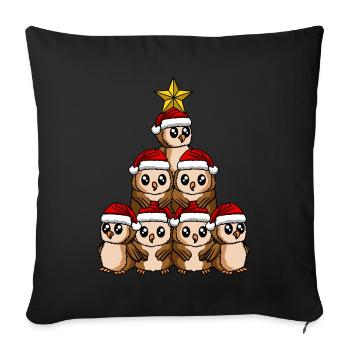 Eule Weihnachtsbaum - Sofakissenbezug 45 x 45 cm - Schwarz - Vorne