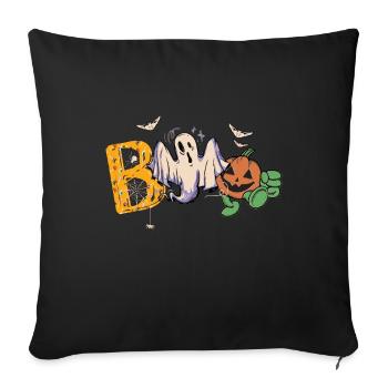 Boo Halloween Bat Citrouille Fantôme et Araignées - Housse de coussin décorative 45 x 45 cm - noir - Devant