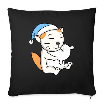 Cat cat breed Selkirk Rex - Sofa pillowcase 17,3'' x 17,3'' (45 x 45 cm) - black - Front