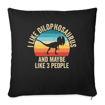 J'aime Les Dilophosaure Cadeau Humour Dinosaure - Housse de coussin décorative 45 x 45 cm - noir - Devant