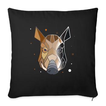 Polygone de sanglier - Housse de coussin décorative 45 x 45 cm - noir - Devant