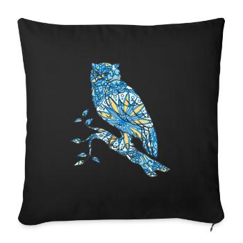 Mandala Owl Geometry Pattern - Sofa pillowcase 17,3'' x 17,3'' (45 x 45 cm) - black - Front