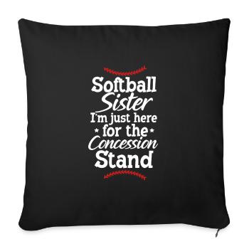 Softball Sœur Baseball Brother Cadeau sportif - Housse de coussin décorative 45 x 45 cm - noir - Devant