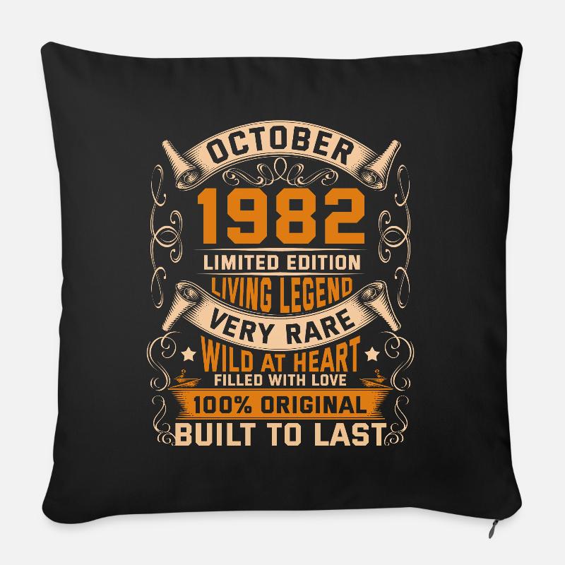 Birthday Legends 100% Original October 1982 - Sofakissenbezug 45 x 45 cm - Schwarz