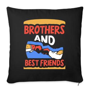Brothers and Best Friends Team Brother Friend - Sofa pillowcase 17,3'' x 17,3'' (45 x 45 cm) - black - Front
