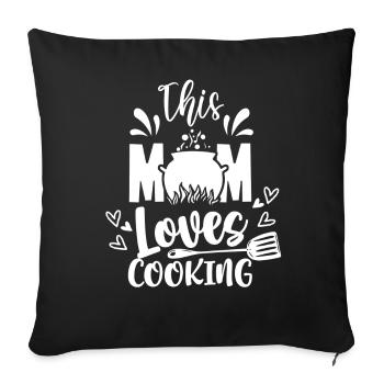 Cette mère adore cuisiner chef maman cuisinière - Housse de coussin décorative 45 x 45 cm - noir - Devant