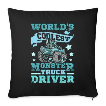 Le conducteur de monster truck le plus cool du monde - Housse de coussin décorative 45 x 45 cm - noir - Devant