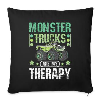 Les monster trucks sont ma thérapie - Housse de coussin décorative 45 x 45 cm - noir - Devant