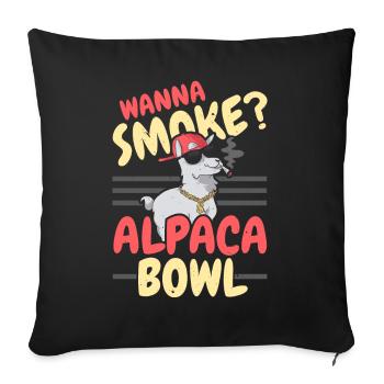 Wanna Smoke Alpaka Bowl Llama Lover Bauernhof Tier - Sofakissenbezug 45 x 45 cm - Schwarz - Vorne