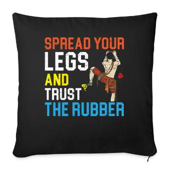 Écartez vos jambes et faites confiance au bloc en caoutchouc - Housse de coussin décorative 45 x 45 cm - noir - Devant