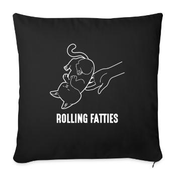 Rolling Fatties Chonk Cat Meme Funny Fat Cat - Sofa pillowcase 17,3'' x 17,3'' (45 x 45 cm) - black - Front