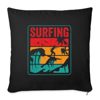 Surfer Riding Waves Surfin Surf - Housse de coussin décorative 45 x 45 cm - noir - Devant
